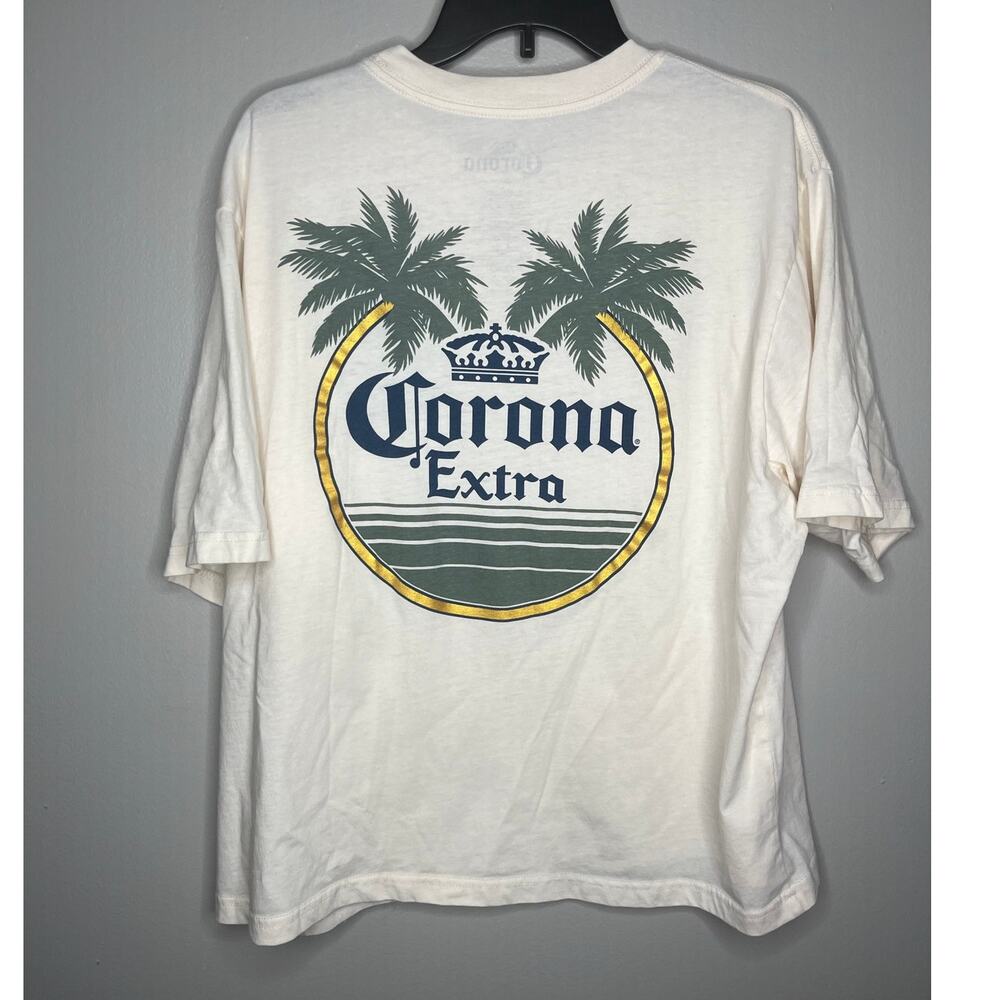 Corona Oversized Cream Logo Aesthetic Mens Size Tee Shirt Large